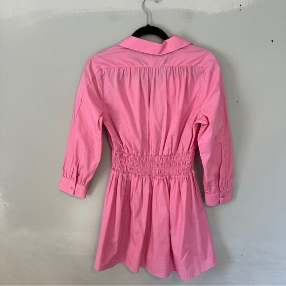Zara Pink Poplin Mini Dress Collared Viral - Picture 3 of 11